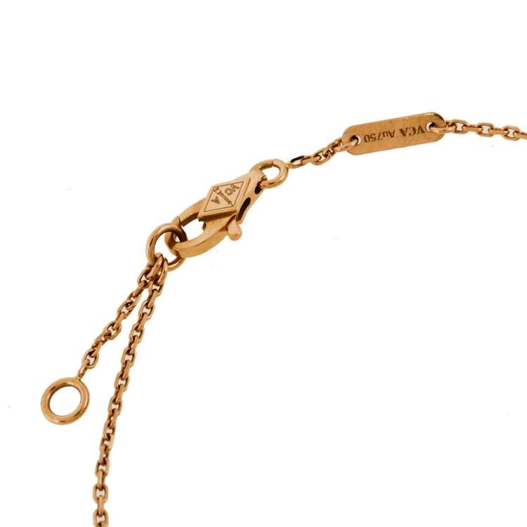 Pre Owned Van Cleef & Arpels Sweet Alhambra Heart Carnelian 18K Rose Gold Bracelet