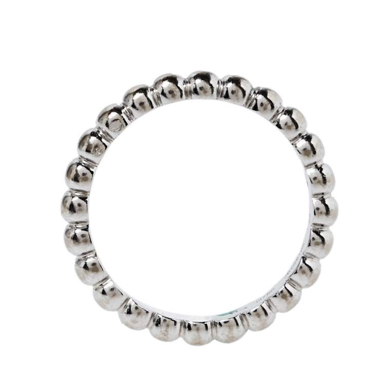 Pre Owned Van Cleef & Arpels Perlée 18K White Gold Ring Size 52