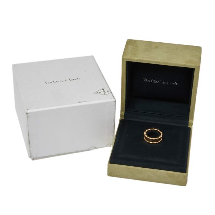 Pre Owned Van Cleef & Arpels Perlée 18K Yellow Gold Ring Size 54