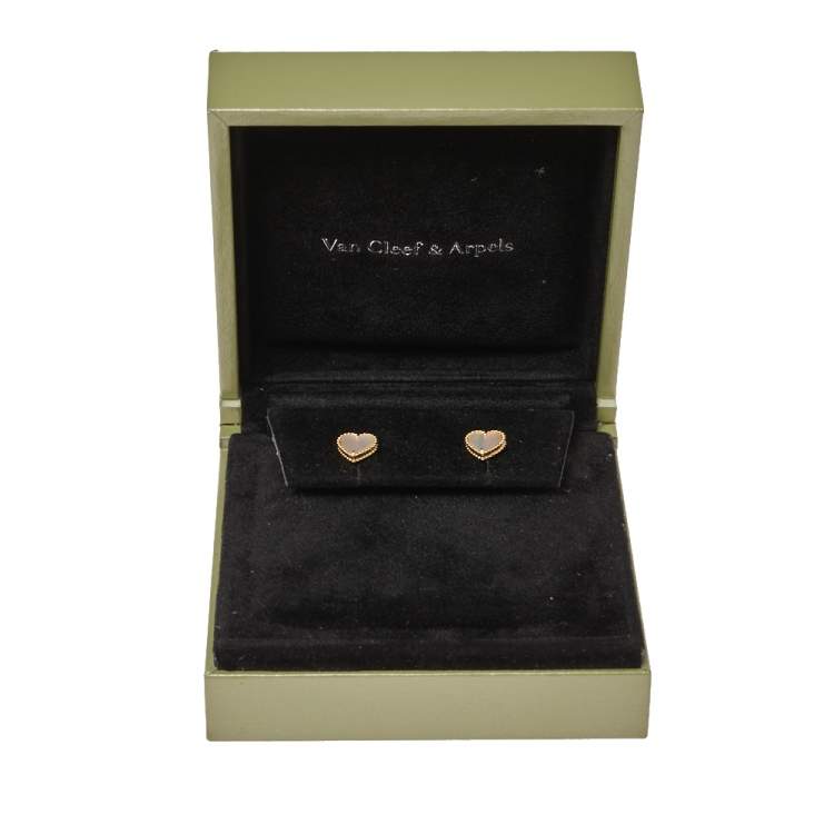 Pre Owned Van Cleef & Arpels Sweet Alhambra Mother of Pearl 18K Yellow Gold Small Stud Earrings 