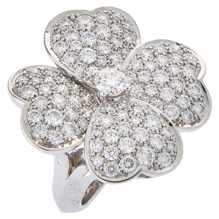 مملوكة مسبقًا Van Cleef & Arpels Cosmos Diamond 18K White Gold Large Ring Size 55