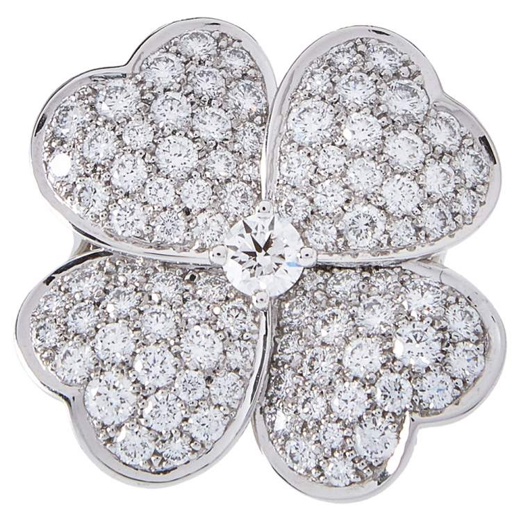 مملوكة مسبقًا Van Cleef & Arpels Cosmos Diamond 18K White Gold Large Ring Size 55