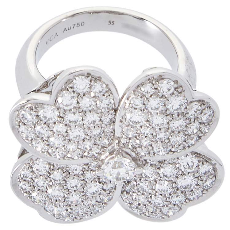 مملوكة مسبقًا Van Cleef & Arpels Cosmos Diamond 18K White Gold Large Ring Size 55