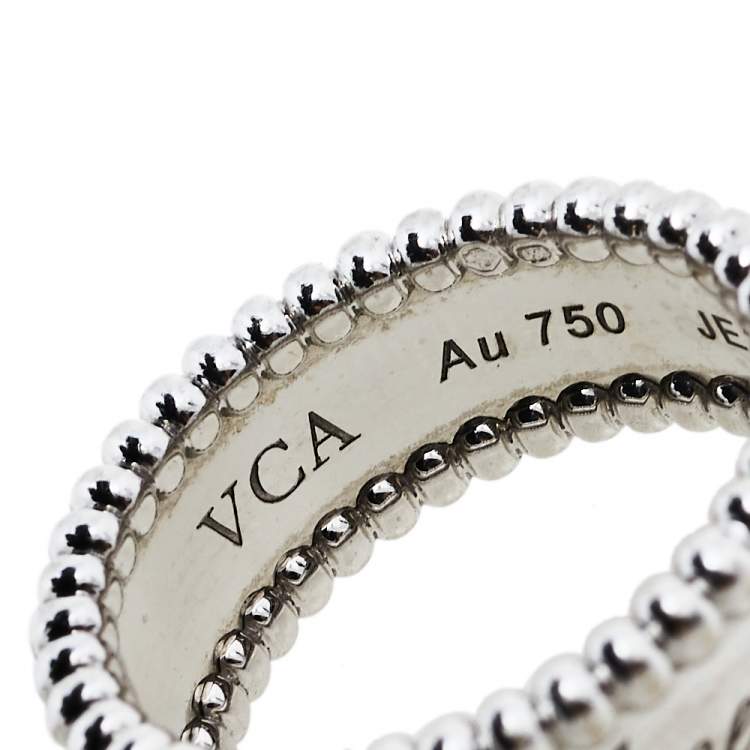 مملوكة مسبقًا Van Cleef & Arpels Perlée Signature 18K White Gold Band Ring Size 52