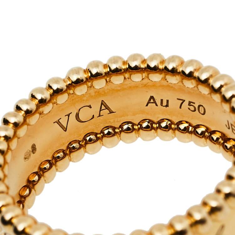 Pre Owned Van Cleef & Arpels Perlée Signature 18K Yellow Gold Band Ring Size 52