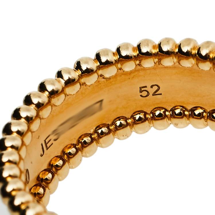 Pre Owned Van Cleef & Arpels Perlée Signature 18K Yellow Gold Band Ring Size 52