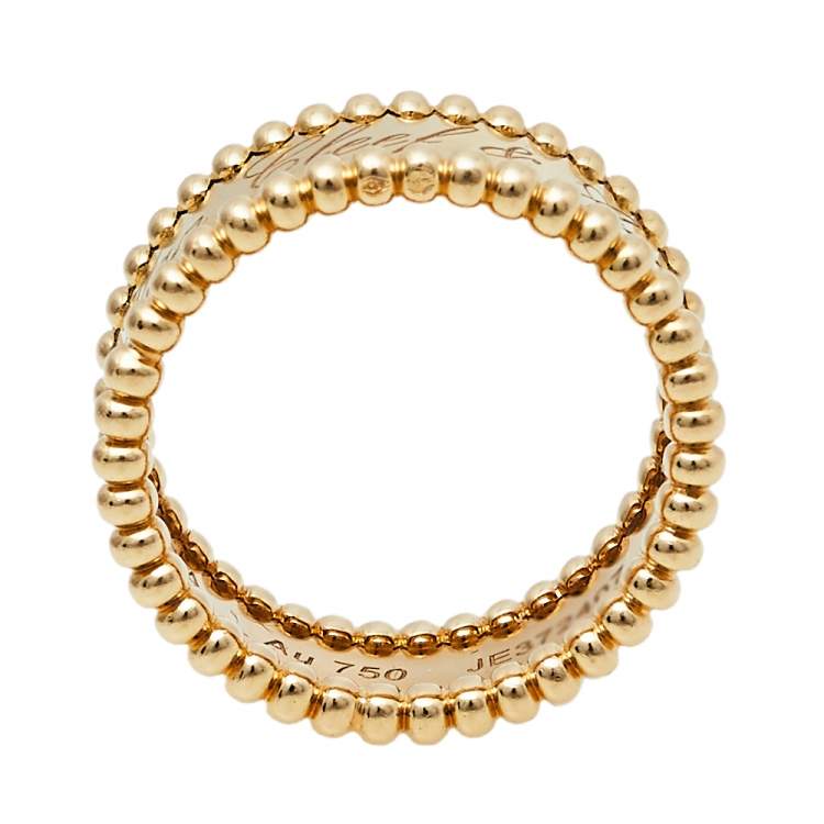 Pre Owned Van Cleef & Arpels Perlée Signature 18K Yellow Gold Band Ring Size 52