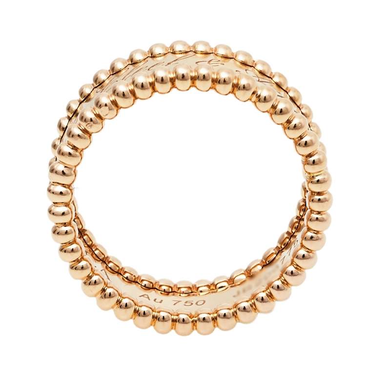 Pre Owned Van Cleef & Arpels Perlée Signature 18K Rose Gold Band Ring Size 53