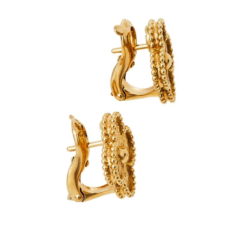 Pre Owned Van Cleef & Arpels Vintage Alhambra 18K Yellow Gold Earrings