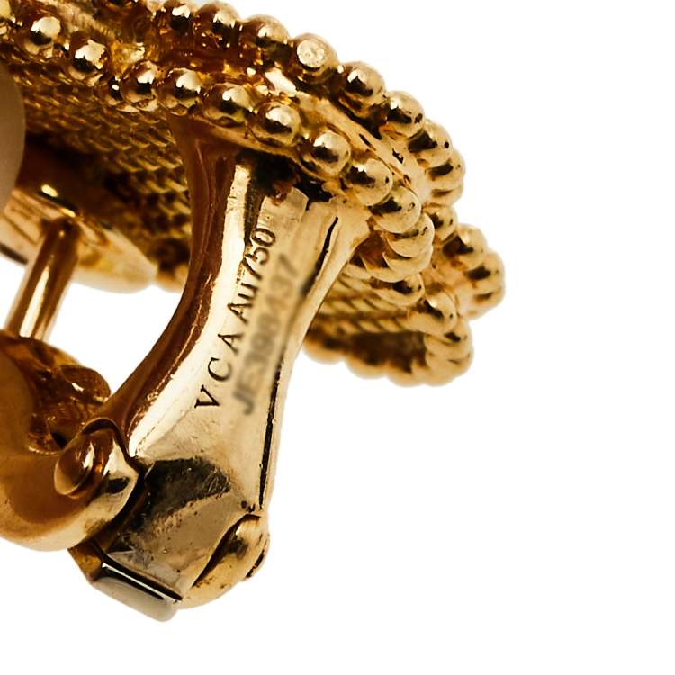 Pre Owned Van Cleef & Arpels Vintage Alhambra 18K Yellow Gold Earrings