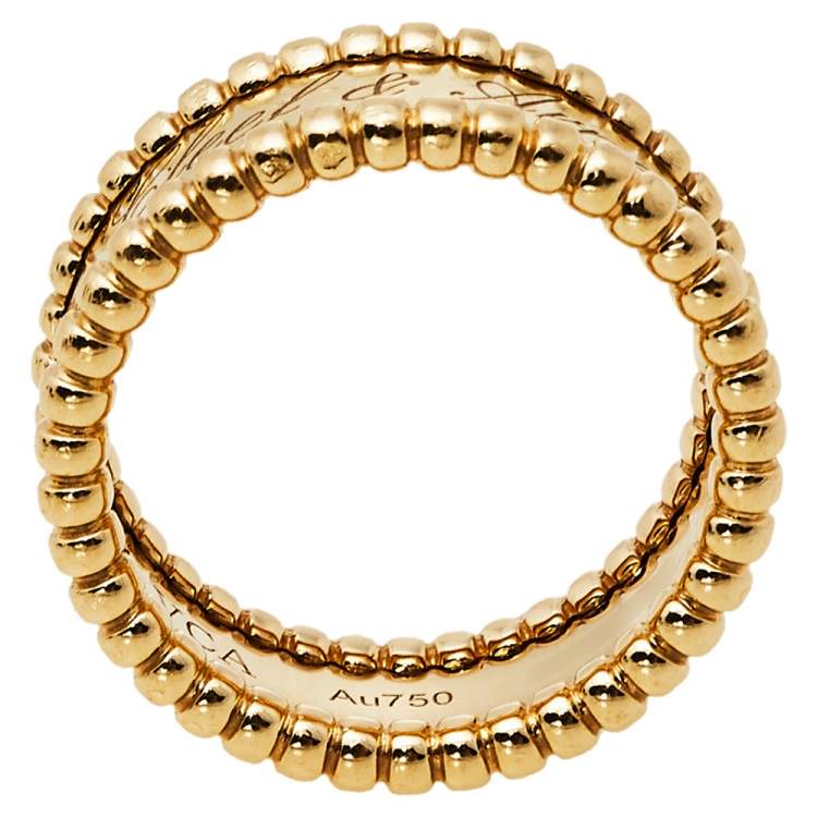 Pre Owned Van Cleef & Arpels Perlée Signature 18K Yellow Gold Band Ring Size 52