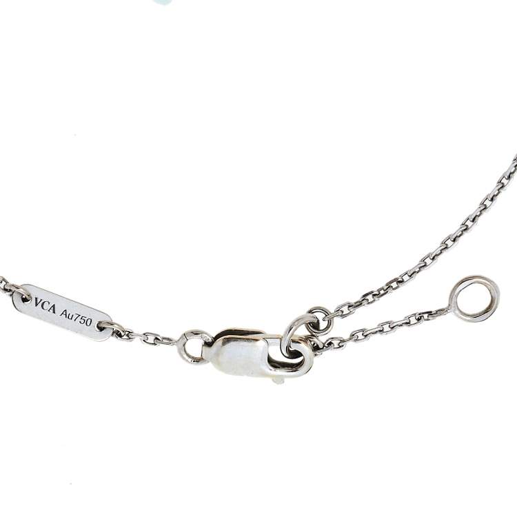 Pre Owned Van Cleef & Arpels Sweet Alhambra Butterfly Turquoise 18K White Gold Bracelet