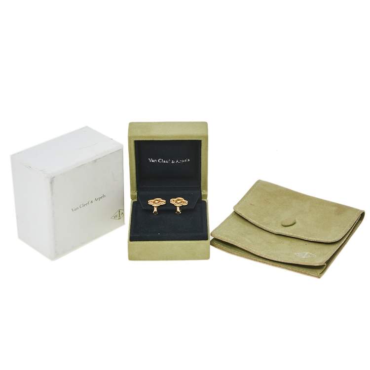 Pre Owned Van Cleef & Arpels Vintage Alhambra 18K Yellow Gold Stud Earrings