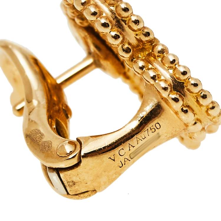 Pre Owned Van Cleef & Arpels Vintage Alhambra 18K Yellow Gold Stud Earrings