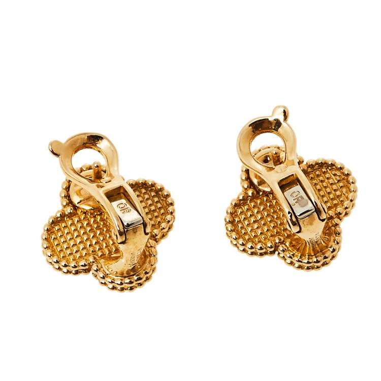 Pre Owned Van Cleef & Arpels Vintage Alhambra 18K Yellow Gold Stud Earrings