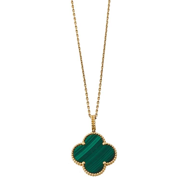 Van Cleef and Arpels Vintage Alhambra Malachite 10 Motif Gold Necklace |  Necklace, Gold necklace, Malachite necklace