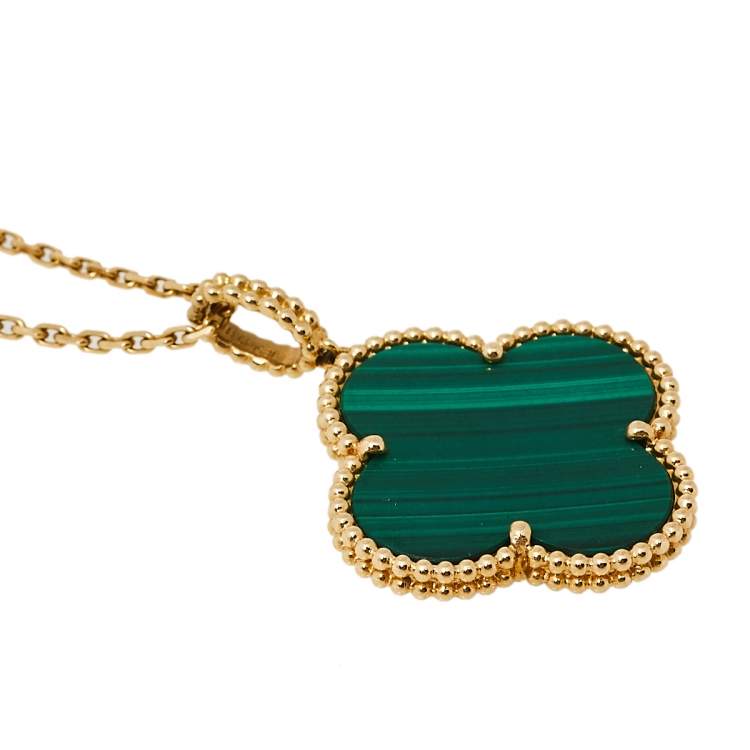 Pre Owned Van Cleef & Arpels Magic Alhambra Malachite 18K Yellow Gold Pendant Necklace