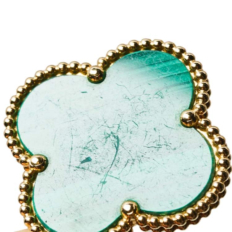 Pre Owned Van Cleef & Arpels Magic Alhambra Malachite 18K Yellow Gold Pendant Necklace