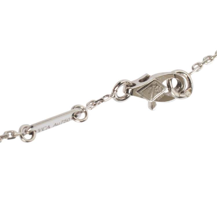 Pre Owned Van Cleef & Arpels Sweet Alhambra 18K White Gold Turquoise Butterfly Bracelet