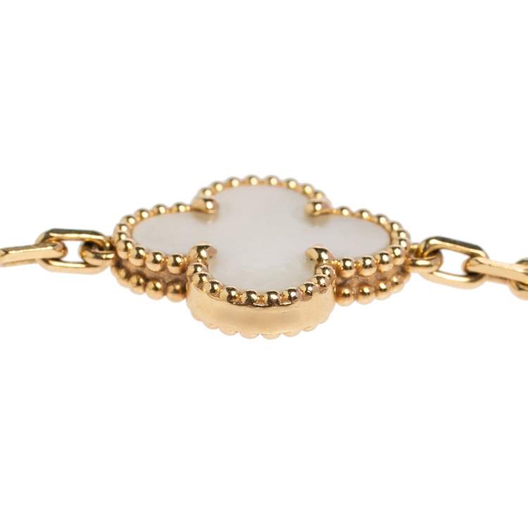 Pre Owned Van Cleef & Arpels Vintage Alhambra Mother of Pearl 18K Yellow Gold 5 Motif bracelet