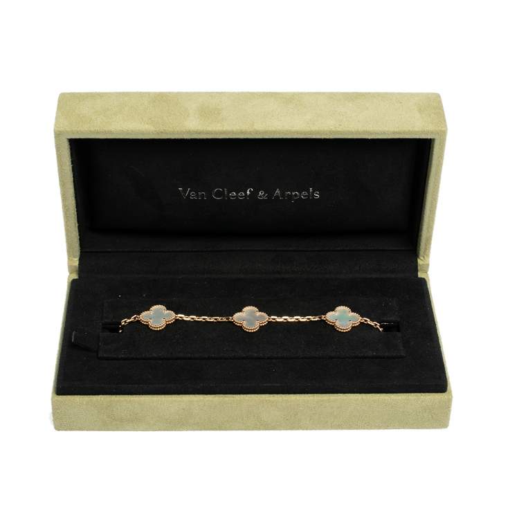 Pre Owned Van Cleef & Arpels Vintage Alhambra Mother of Pearl 18K Yellow Gold 5 Motif bracelet