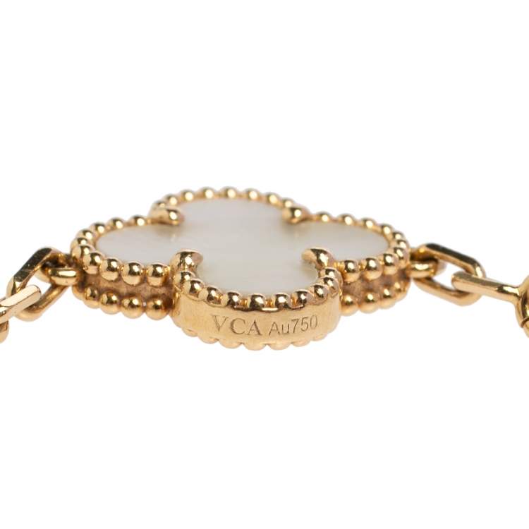 Pre Owned Van Cleef & Arpels Vintage Alhambra Mother of Pearl 18K Yellow Gold 5 Motif bracelet