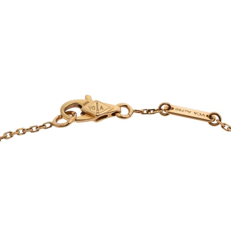 Pre Owned Van Cleef & Arpels Sweet Alhambra Mother of Pearl Butterfly 18K Yellow Gold Bracelet