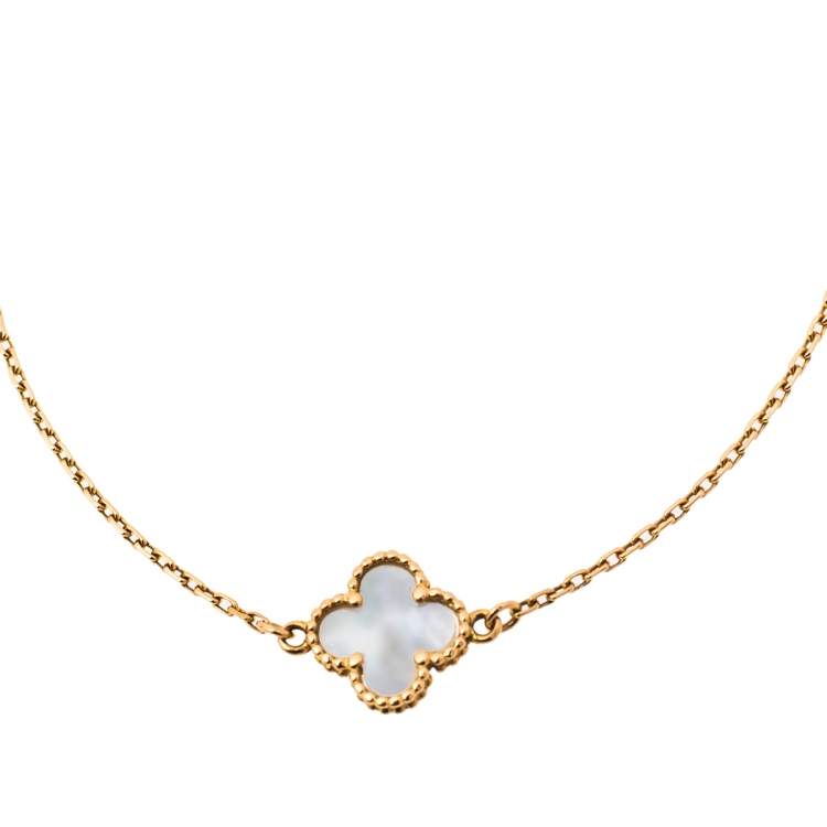 Pre Owned Van Cleef & Arpels Sweet Alhambra Mother of Pearl 18K Yellow Gold Bracelet