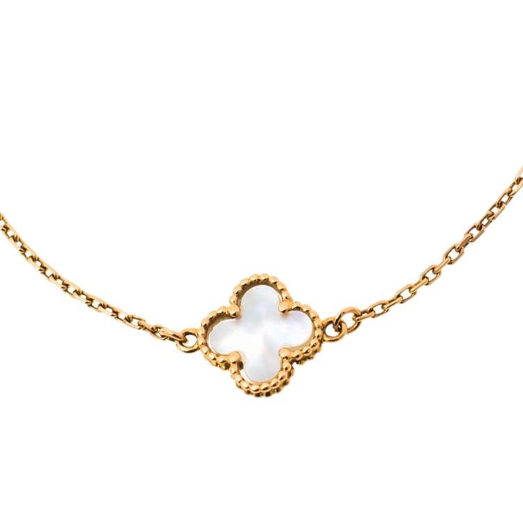 Pre Owned Van Cleef & Arpels Sweet Alhambra Mother of Pearl 18K Yellow Gold Bracelet