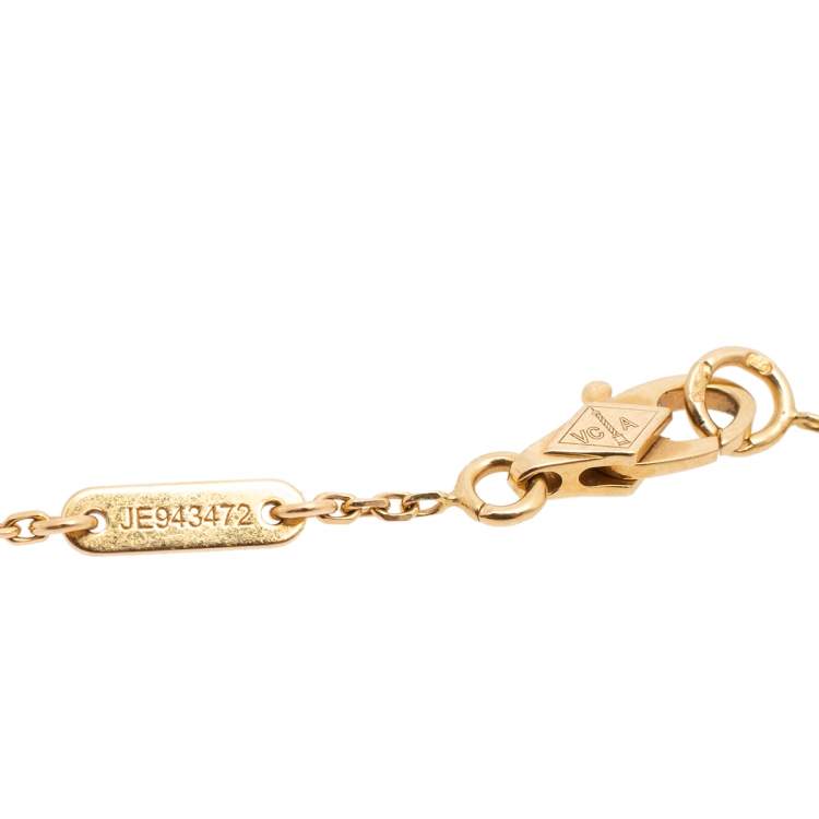 Pre Owned Van Cleef & Arpels Sweet Alhambra Mother of Pearl Butterfly 18K Yellow Gold Bracelet