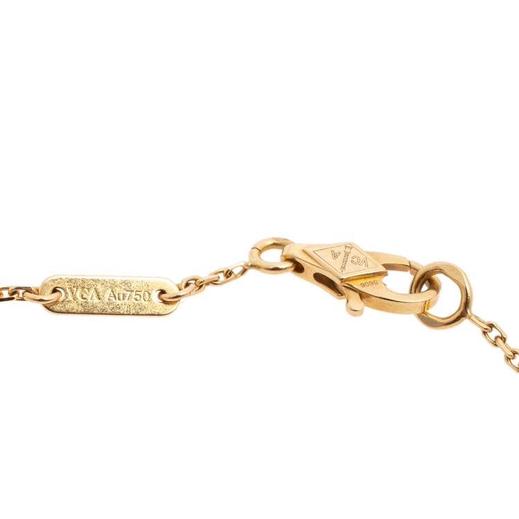 Pre Owned Van Cleef & Arpels Sweet Alhambra Mother of Pearl Butterfly 18K Yellow Gold Bracelet