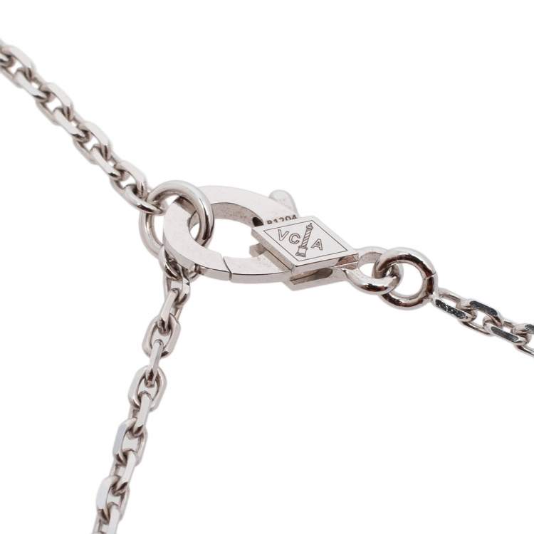 Pre Owned Van Cleef & Arpels Frivole Diamond 18K White Gold Large Pendant Necklace