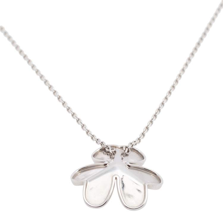 Pre Owned Van Cleef & Arpels Frivole Diamond 18K White Gold Large Pendant Necklace