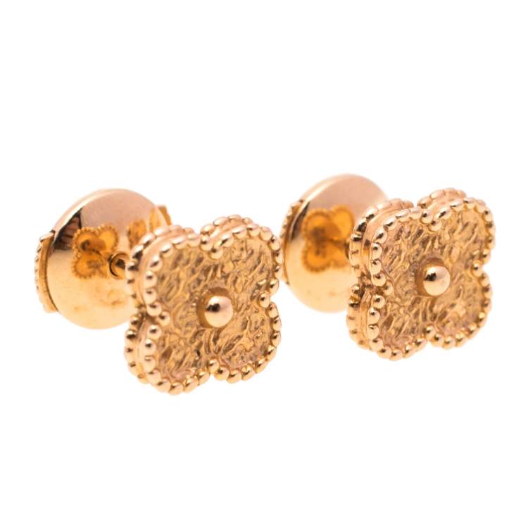 Pre Owned Van Cleef & Arpels Sweet Alhambra 18K Rose Gold Stud Earrings