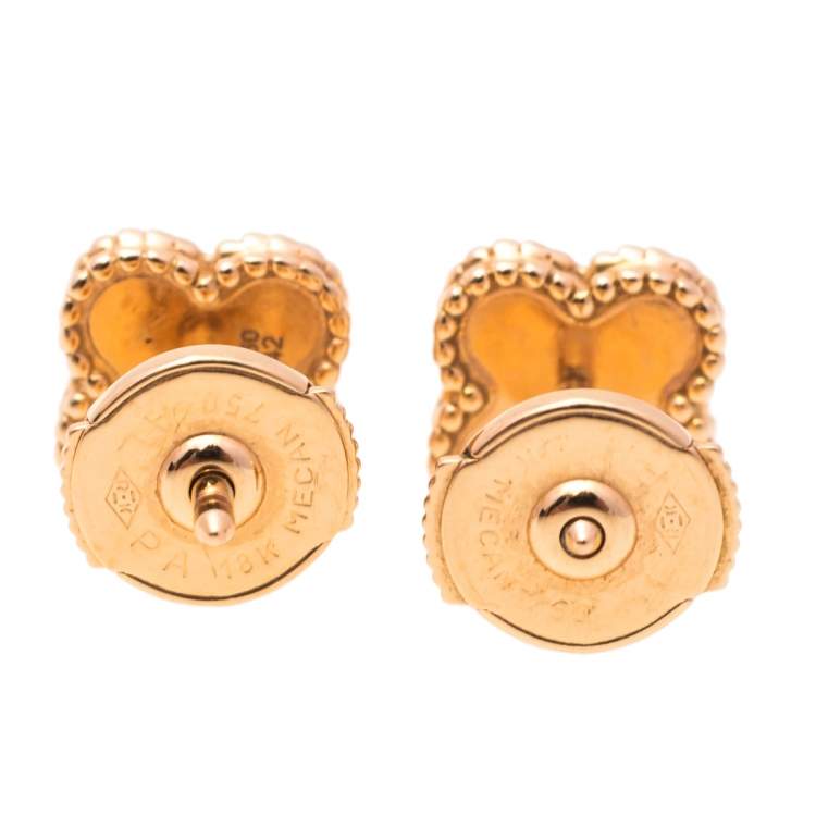 Pre Owned Van Cleef & Arpels Sweet Alhambra 18K Rose Gold Stud Earrings