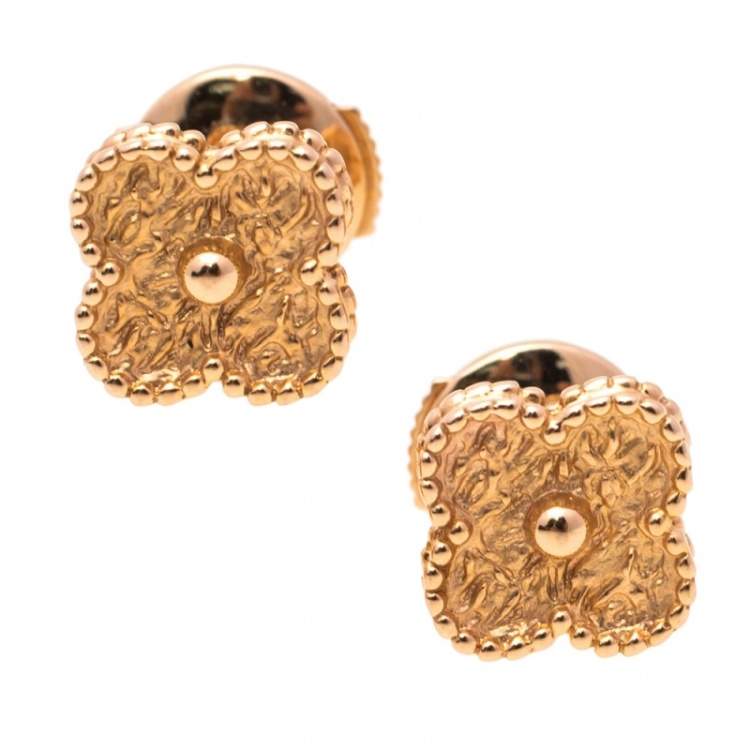Pre Owned Van Cleef & Arpels Sweet Alhambra 18K Rose Gold Stud Earrings