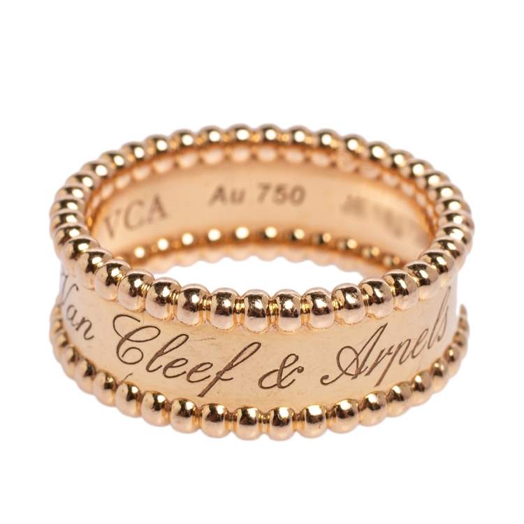 Pre Owned Van Cleef & Arpels Perlee Signature 18K Yellow Gold Band Ring 55