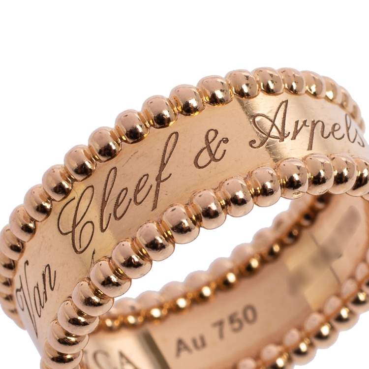 Pre Owned Van Cleef & Arpels Perlee Signature 18K Yellow Gold Band Ring 55