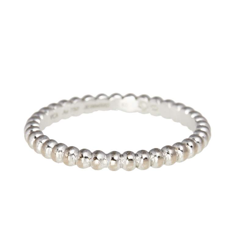 Pre Owned Van Cleef & Arpels Perlee Pearls of 18K White Gold Narrow Band Ring 52 SM 