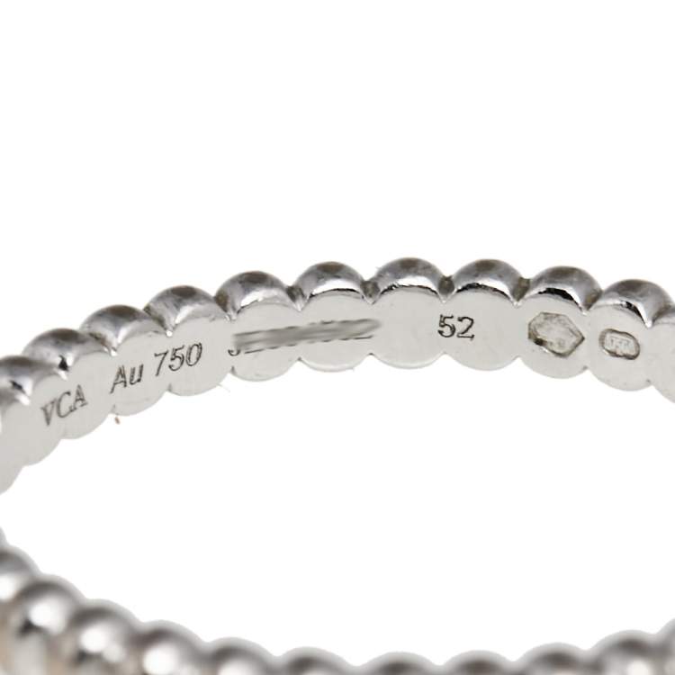 Pre Owned Van Cleef & Arpels Perlee Pearls of 18K White Gold Narrow Band Ring 52 SM 