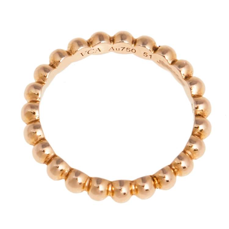 مملوكة مسبقًا Van Cleef & Arpels Perlee Pearls of 18K Rose Gold Medium Band Ring Size 51