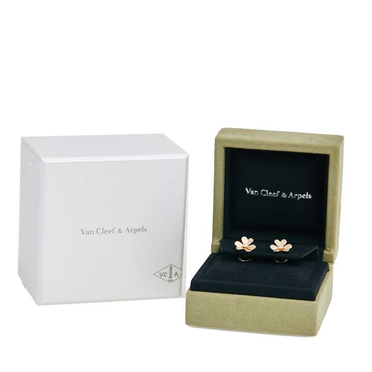 Pre Owned Van Cleef & Arpels Frivole Diamond 18K Yellow Gold Mini Model Stud Earrings