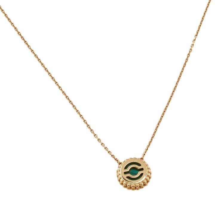 Pre Owned Van Cleef & Arpels Perlée couleurs Malachite 18K Yellow Gold Pendant Necklace 