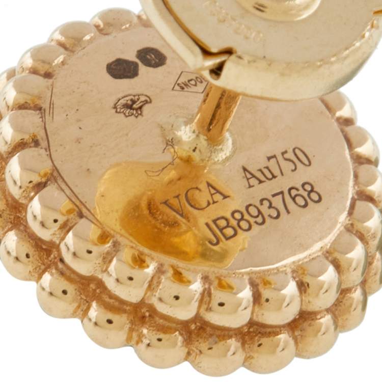 Pre Owned Van Cleef & Arpels Perlée Couleurs Malachite 18K Yellow Gold Stud Earrings