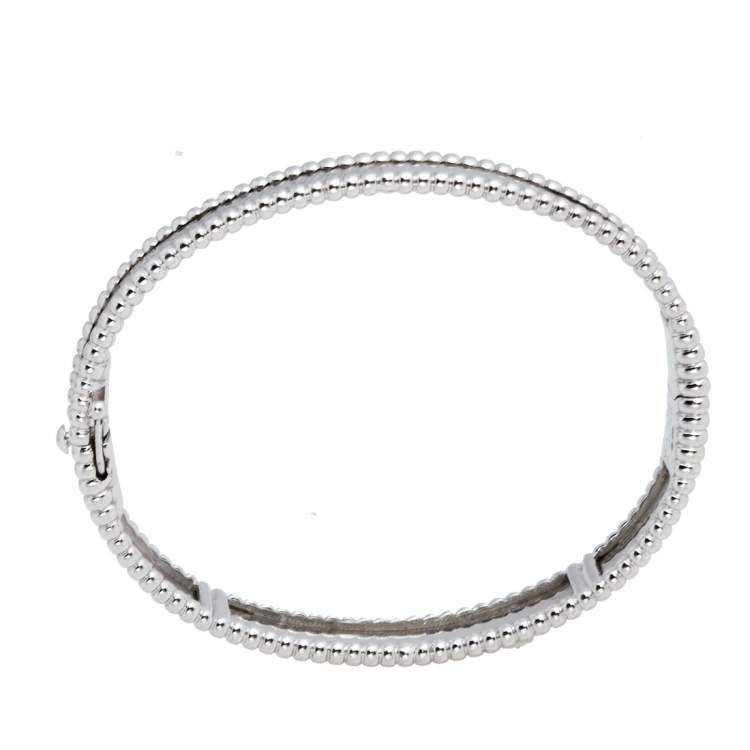 Pre Owned Van Cleef & Arpels Perlee Signature 18k White Gold Cuff Bracelet S
