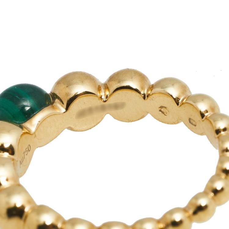 Pre Owned Van Cleef & Arpels Perlée Couleurs Variation Malachite 18K Yellow Gold Ring Size 51