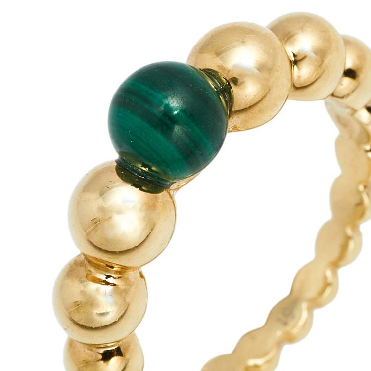 Pre Owned Van Cleef & Arpels Perlée Couleurs Variation Malachite 18K Yellow Gold Ring Size 51