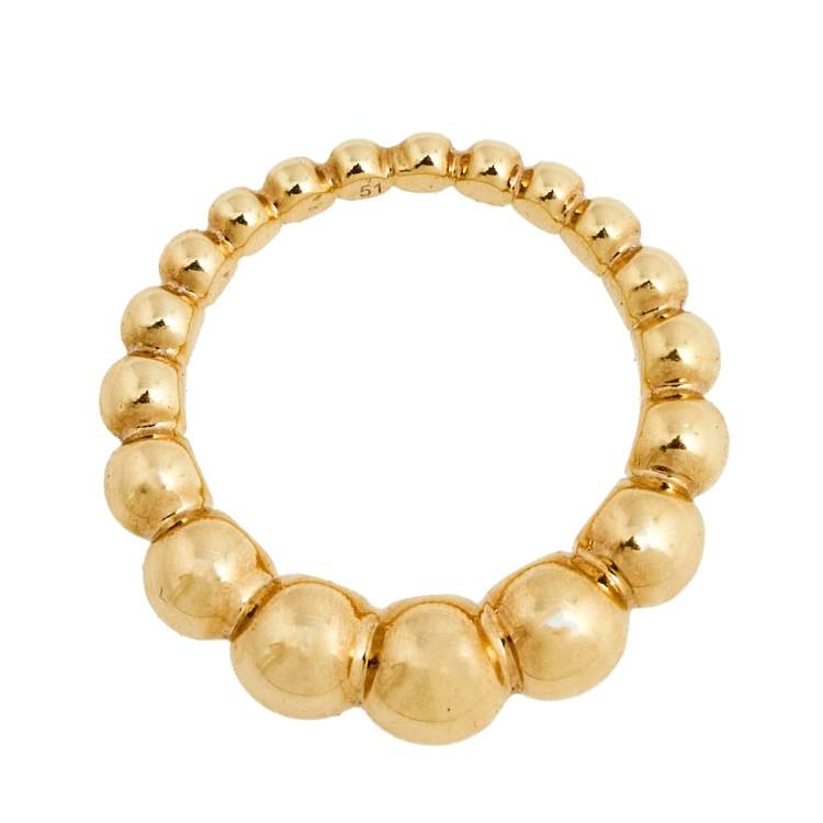 Pre Owned Van Cleef & Arpels Perlée Couleurs Variation 18K Yellow Gold Ring Size 51