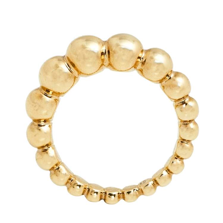 Pre Owned Van Cleef & Arpels Perlée Couleurs Variation 18K Yellow Gold Ring Size 51