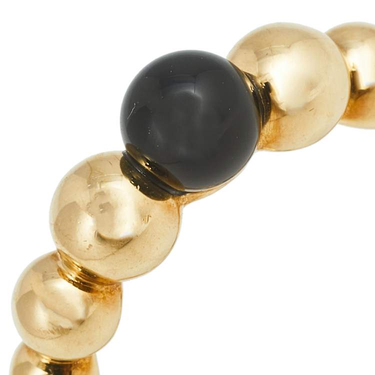 Pre Owned Van Cleef & Arpels Perlee Couleurs Onyx 18K Yellow Gold Variation Ring 52